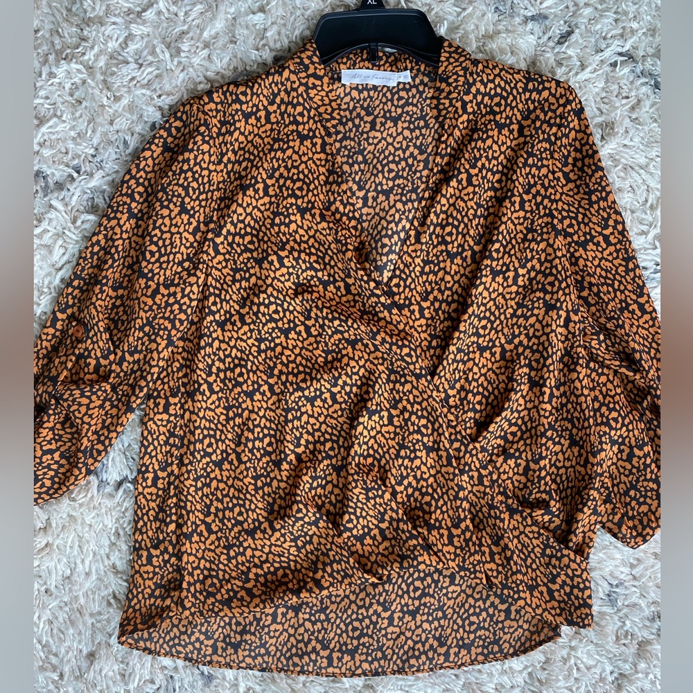 Faux-wrap leopard print blouse size small All in Favor